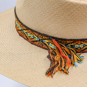 straw, moqui pattern ribbon